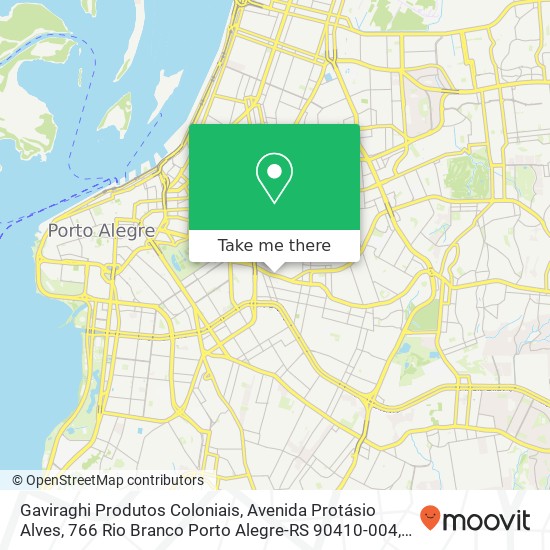 Mapa Gaviraghi Produtos Coloniais, Avenida Protásio Alves, 766 Rio Branco Porto Alegre-RS 90410-004