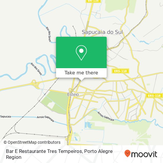 Mapa Bar E Restaurante Tres Tempeiros, Rua Pedro Lerbach, 51 Centro Esteio-RS 93265-030