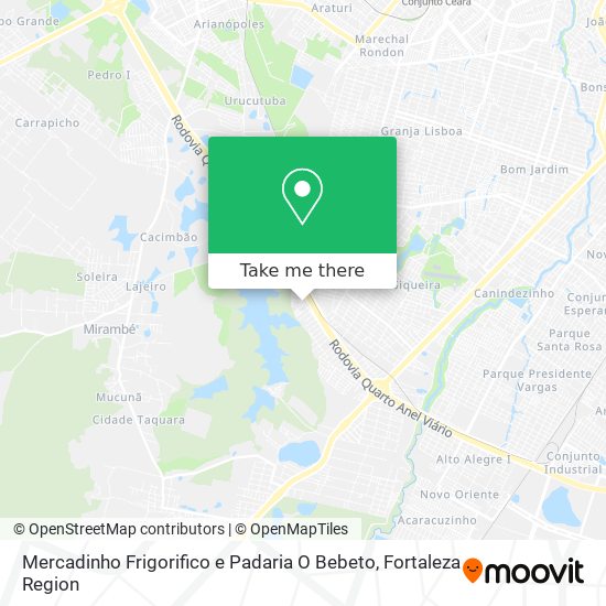 Mercadinho Frigorifico e Padaria O Bebeto map