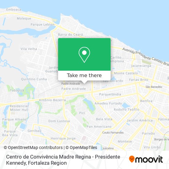 Mapa Centro de Convivência Madre Regina - Presidente Kennedy