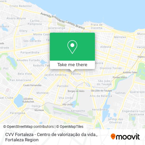 Mapa CVV Fortaleza - Centro de valorização da vida.