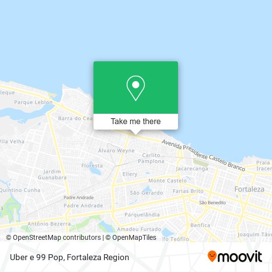Mapa Uber e 99 Pop