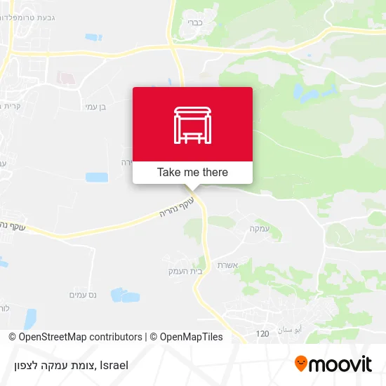 Карта צומת עמקה לצפון