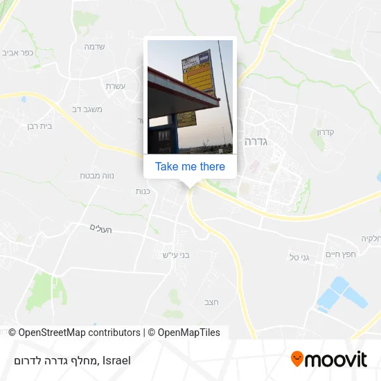 Карта מחלף גדרה לדרום