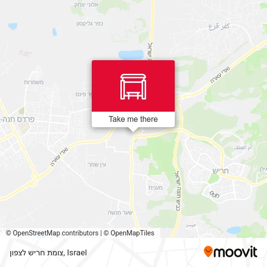 Карта צומת חריש לצפון