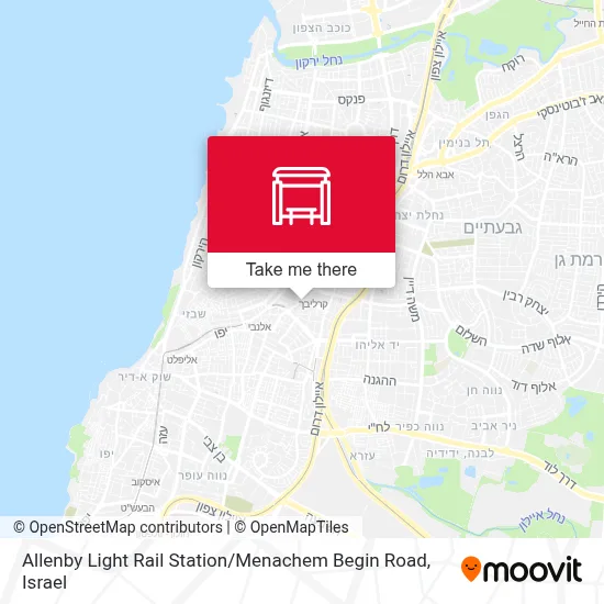 Allenby Light Rail Station / Menachem Begin Road map