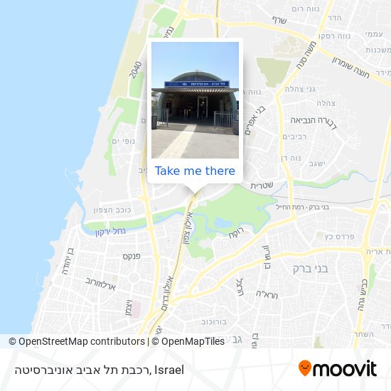 Карта רכבת תל אביב אוניברסיטה