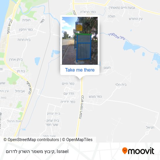 קיבוץ משמר השרון לדרום map