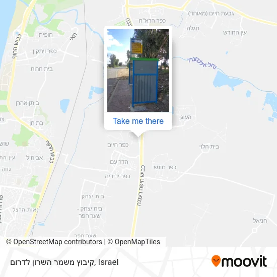 Карта קיבוץ משמר השרון לדרום