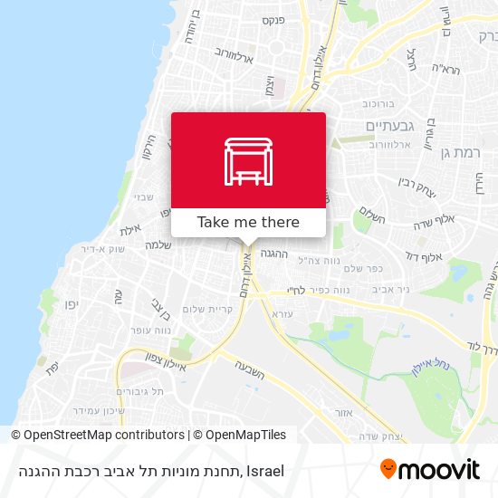 Карта תחנת מוניות תל אביב רכבת ההגנה