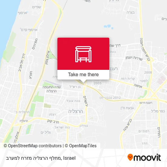 Карта מחלף הרצליה מזרח למערב