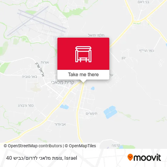 Карта צומת מלאכי לדרום/כביש 40