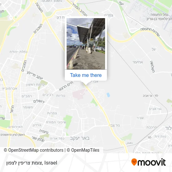 Карта צומת צריפין לצפון