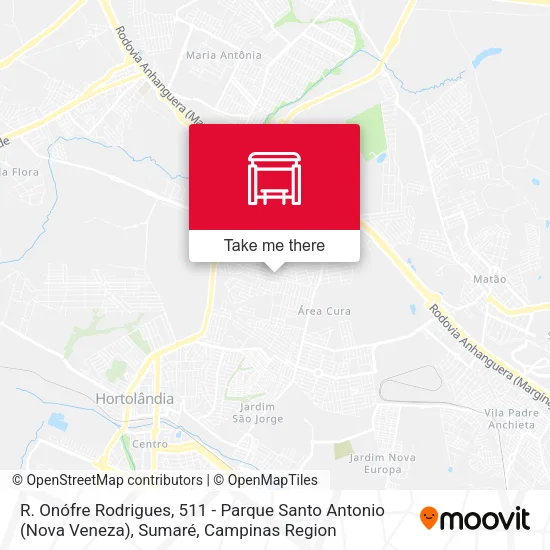 R. Onófre Rodrigues, 511 - Parque Santo Antonio (Nova Veneza), Sumaré map