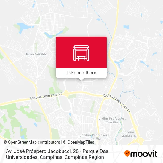 Mapa Av. José Próspero Jacobucci, 28 - Parque Das Universidades, Campinas