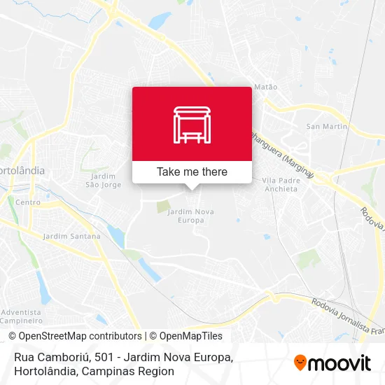 Rua Camboriú, 501 - Jardim Nova Europa, Hortolândia map