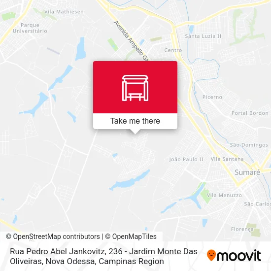 Rua Pedro Abel Jankovitz, 236 - Jardim Monte Das Oliveiras, Nova Odessa map
