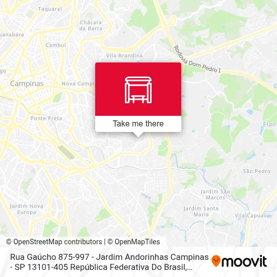 Rua Gaúcho 875-997 - Jardim Andorinhas Campinas - SP 13101-405 República Federativa Do Brasil map