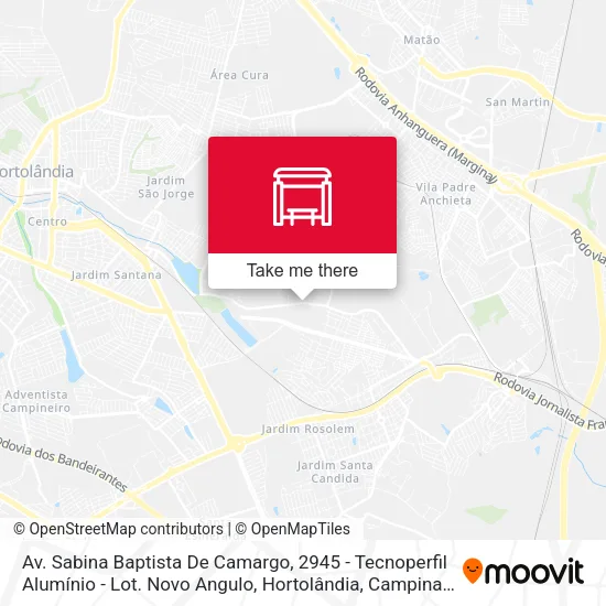Av. Sabina Baptista De Camargo, 2945 - Tecnoperfil Alumínio - Lot. Novo Angulo, Hortolândia map