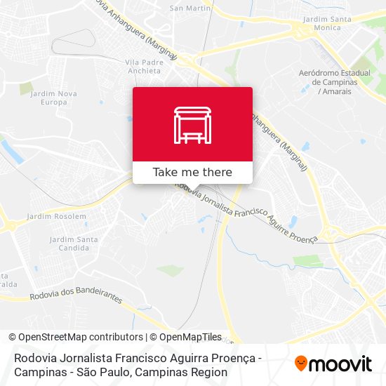 Mapa Rodovia Jornalista Francisco Aguirra Proença -  Campinas - São Paulo
