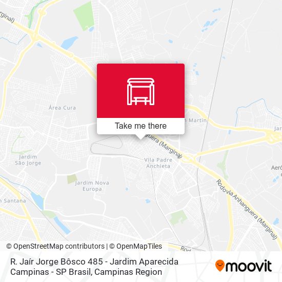 Mapa R. Jaír Jorge Bôsco 485 - Jardim Aparecida Campinas - SP Brasil