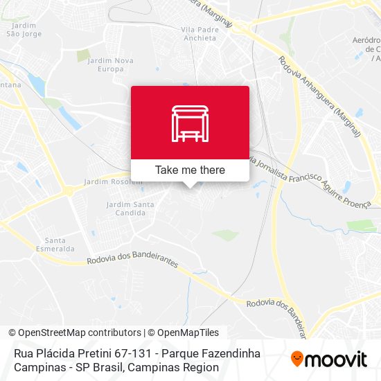 Rua Plácida Pretini 67-131 - Parque Fazendinha Campinas - SP Brasil map