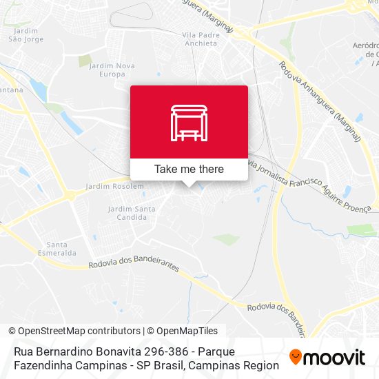 Rua Bernardino Bonavita 296-386 - Parque Fazendinha Campinas - SP Brasil map