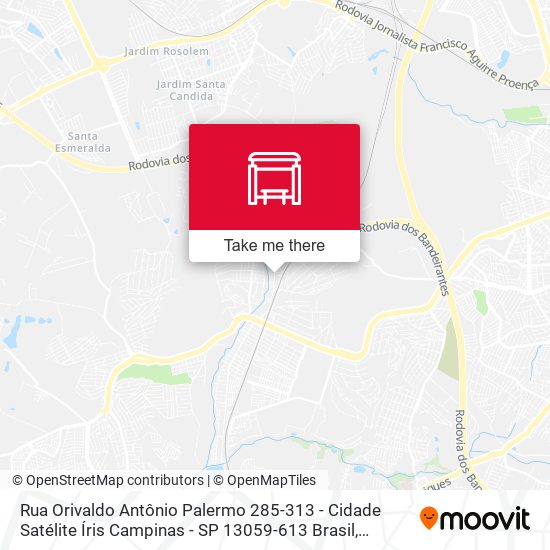 Mapa Rua Orivaldo Antônio Palermo 285-313 - Cidade Satélite Íris Campinas - SP 13059-613 Brasil