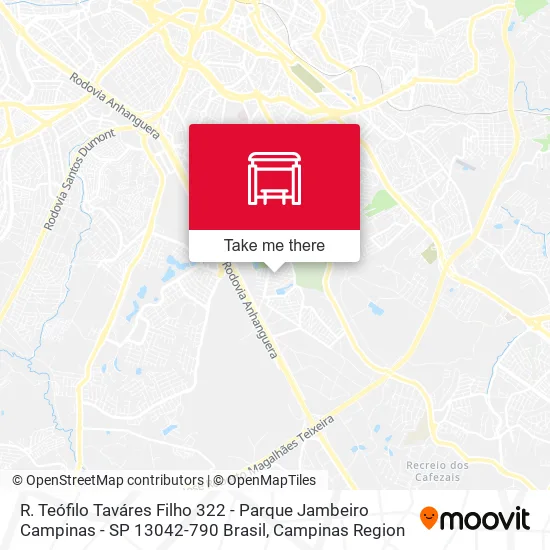 R. Teófilo Taváres Filho 322 - Parque Jambeiro Campinas - SP 13042-790 Brasil map