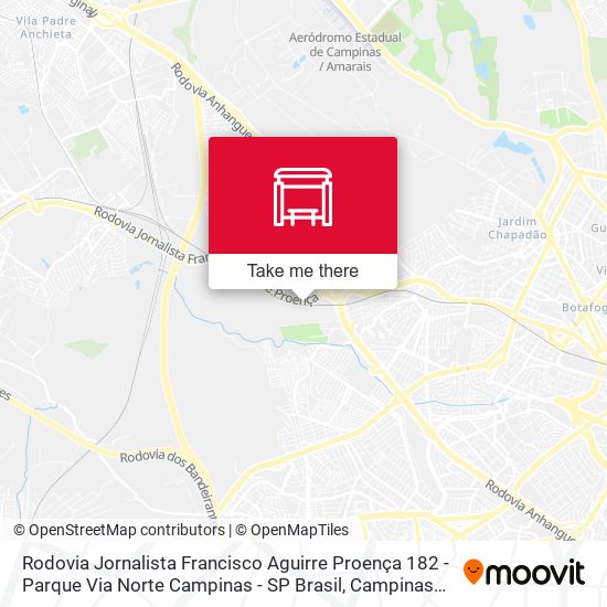 Mapa Rodovia Jornalista Francisco Aguirre Proença 182 - Parque Via Norte Campinas - SP Brasil