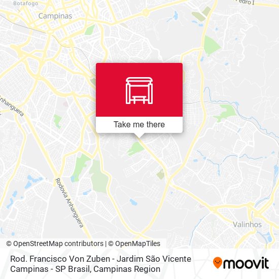 Rod. Francisco Von Zuben - Jardim São Vicente Campinas - SP Brasil map