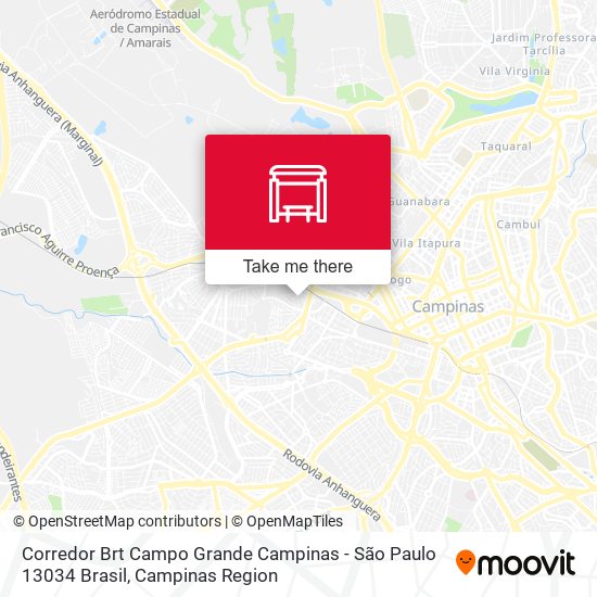 Mapa Corredor Brt Campo Grande Campinas - São Paulo 13034 Brasil