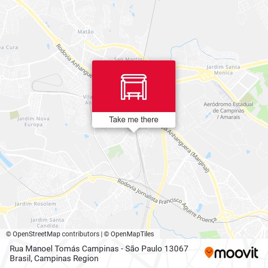 Mapa Rua Manoel Tomás Campinas - São Paulo 13067 Brasil