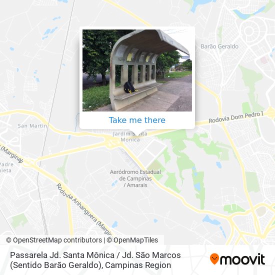 Mapa Passarela Jd. Santa Mônica / Jd. São Marcos (Sentido Barão Geraldo)
