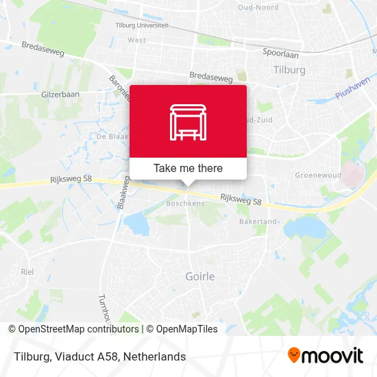 Tilburg, Viaduct A58 map