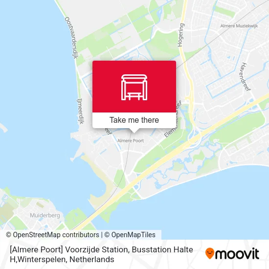 [Almere Poort] Voorzijde Station, Busstation Halte H,Winterspelen map