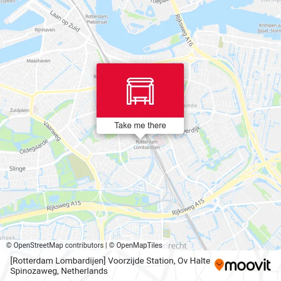 [Rotterdam Lombardijen] Voorzijde Station, Ov Halte Spinozaweg map