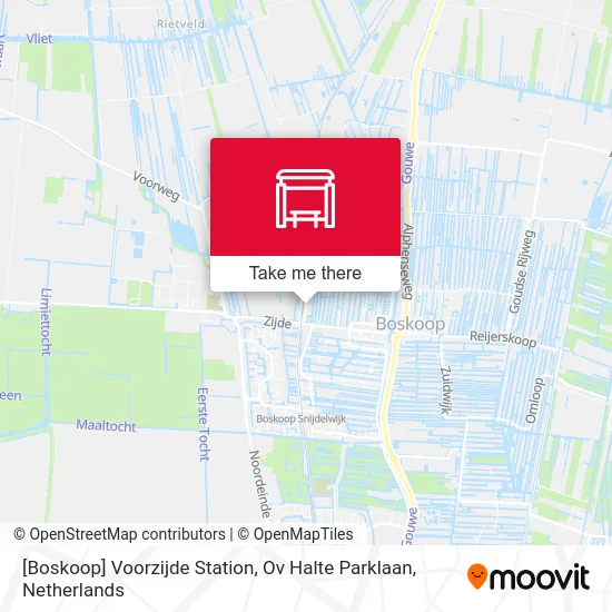 [Boskoop] Voorzijde Station, Ov Halte Parklaan map