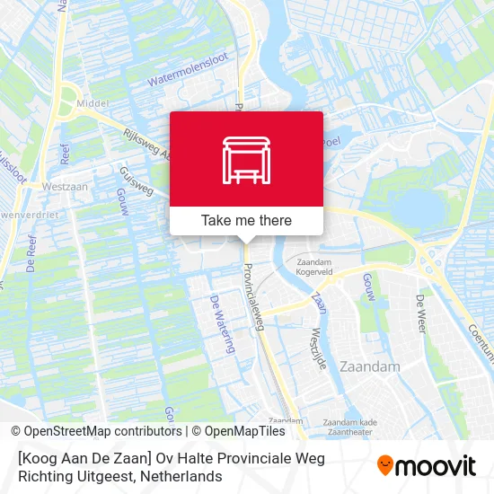 [Koog Aan De Zaan] Ov Halte Provinciale Weg Richting Uitgeest map