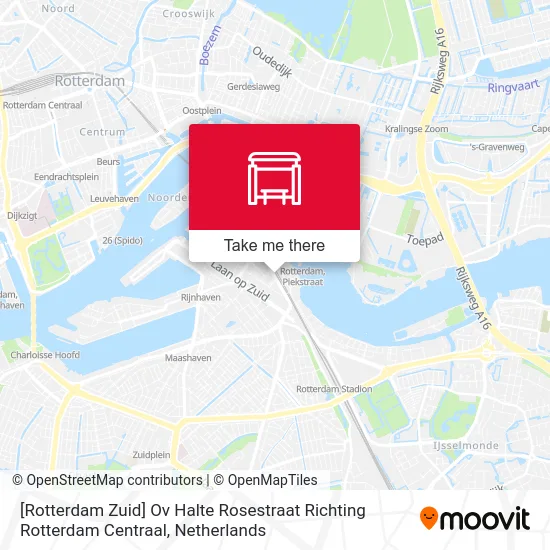 [Rotterdam Zuid] Ov Halte Rosestraat Richting Rotterdam Centraal map