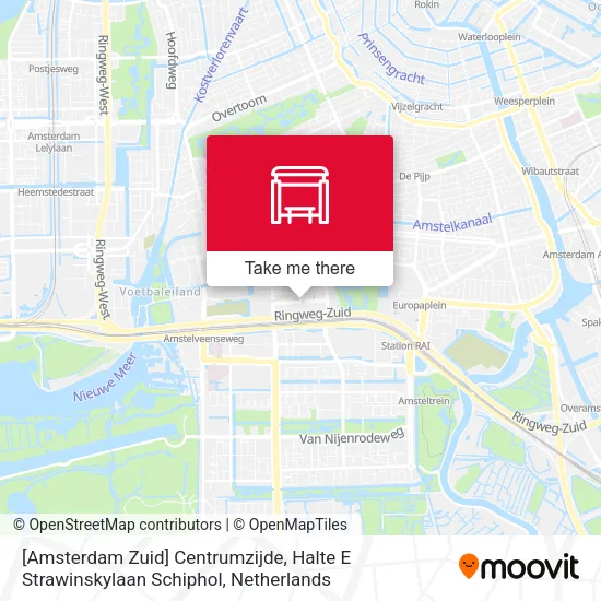 [Amsterdam Zuid] Centrumzijde, Halte E Strawinskylaan Schiphol map