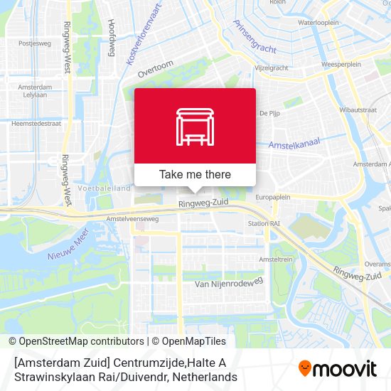 [Amsterdam Zuid] Centrumzijde,Halte A Strawinskylaan Rai / Duivendr map