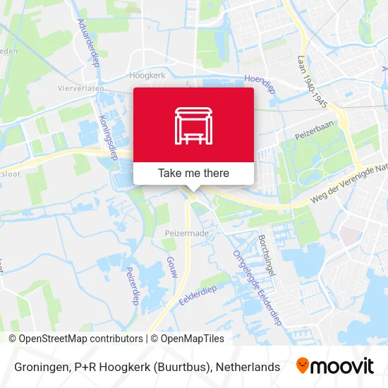 Groningen, P+R Hoogkerk (Buurtbus) map