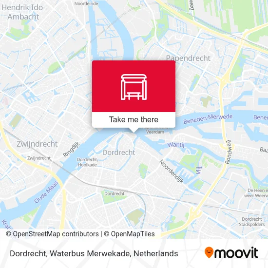 Dordrecht, Waterbus Merwekade map