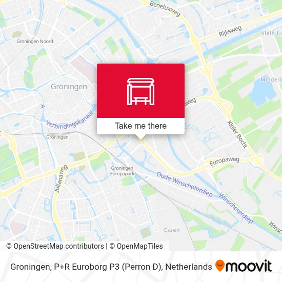Groningen, P+R Euroborg P3 (Perron D) map