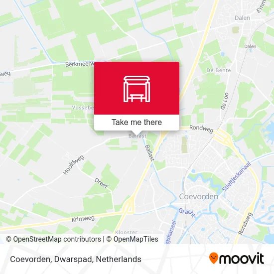 Coevorden, Dwarspad map