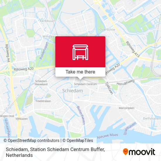 Schiedam, Station Schiedam Centrum Buffer Karte