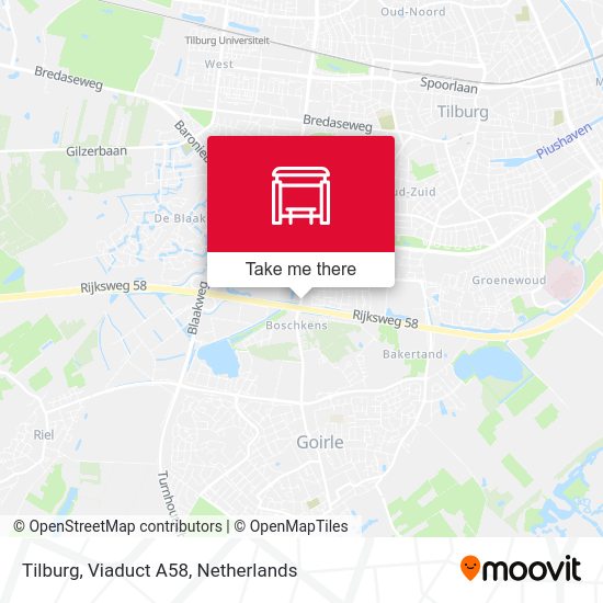 Tilburg, Viaduct A58 map