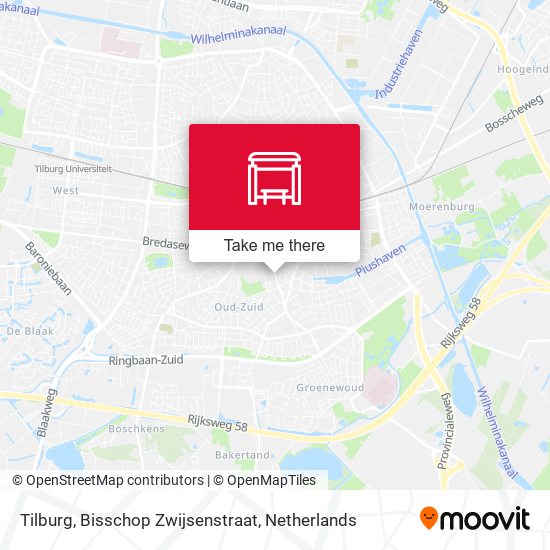 Tilburg, Bisschop Zwijsenstraat Karte