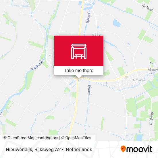 Nieuwendijk, Rijksweg A27 map